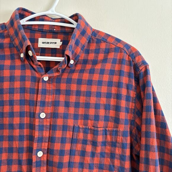 Taylor Stitch Men's 40 Red/Blue Flannel Button Down Long Sleeve Collared - Picture 2 of 9